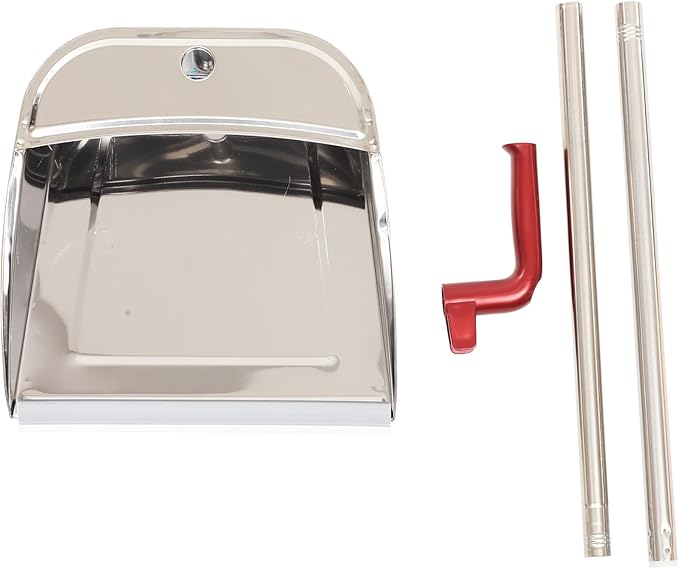 Stainless Steel Dustpan with Long Handle, Rust-Resistant Metal Dust Pan for Home Cleaning, No Bending Garbage Dustpan Suitable for Kitchen and Office Use