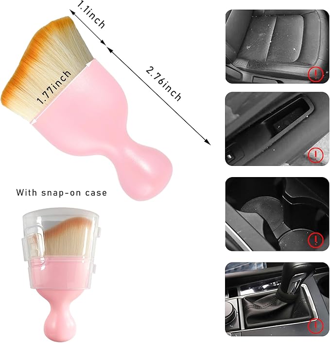 Car Interior Dust Brush, Soft Scratch Free Auto Detailing Brushes, Universal Vehicle Interior Cleaning Tool for Automotive Dashboard, Air Vents, Leather(Pink)