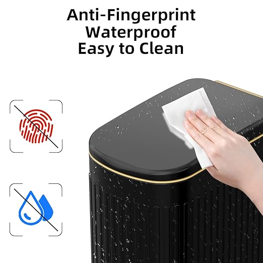 2.6 Gallon Slim Bathroom Trash Can with Soft Close Lid, 10L Stainless Steel Garbage Can with Removable Liner Bucket, for Narrow Spaces, Bathroom, Bedroom (Matt Black)