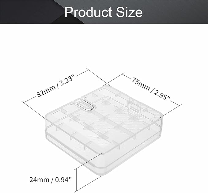 Fielect 4 x 18650 Battery Storage Case Holder Organizer Box Transparent