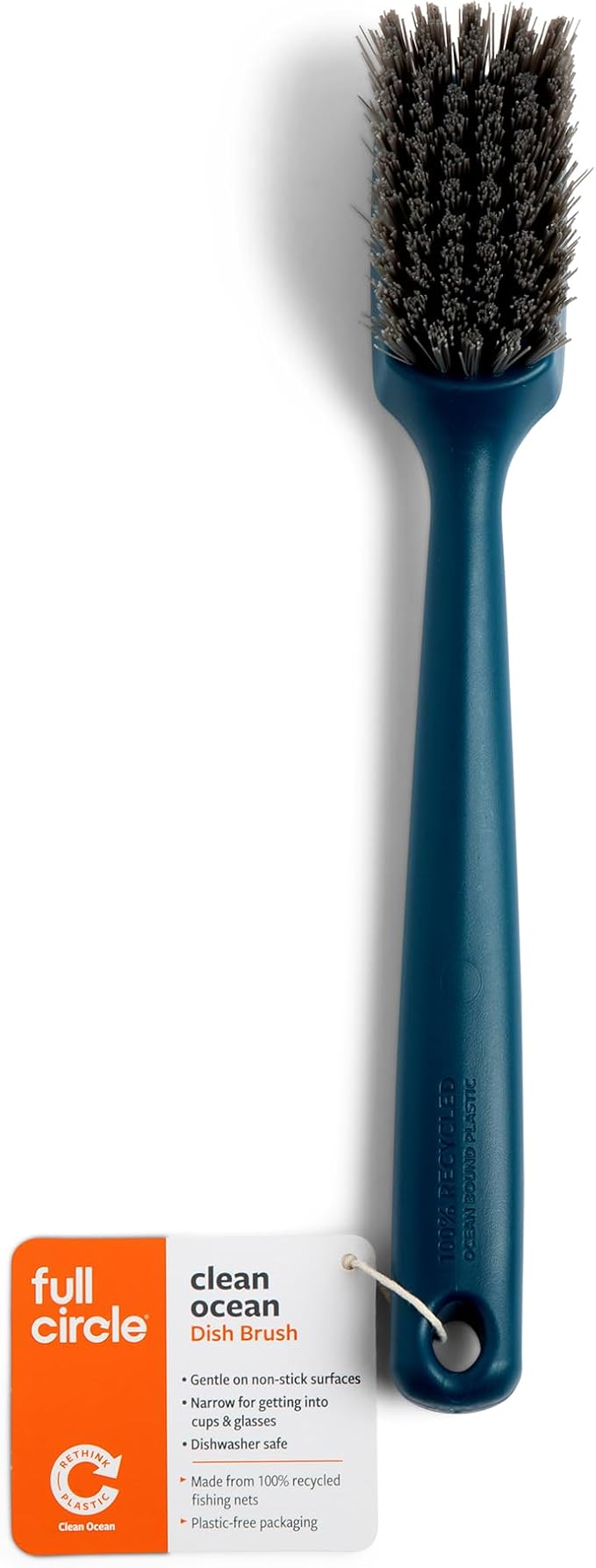 Full Circle Clean Ocean Dish Brush, Ergonomic Grip, Non-Stick Safe, Durable Design. Made Out of 100% Recycled Fishing Nets. Dishwasher Safe