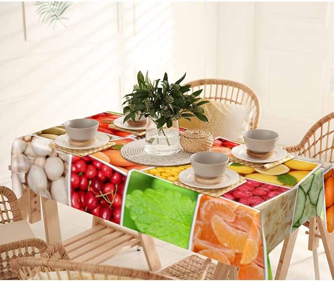 Fruits Vegetables Party Table Cloth Rectangle Table Apples Oranges Lemons Tomatoes Fruit 52x70 Tablecloths Decorative for Dining Kitchen Banquet Picnic Party