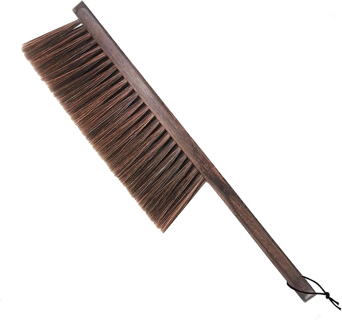 Hand Broom Counter Brush with Wood Handle Soft Bristle Dusting Brush for Furniture Bed Car Sofa Piano Guitar Woodworking Cleaning