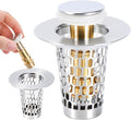 Bathroom Sink Drain Stoppers with Hair Catcher for 1.15-1.3 in,Universal Pop Up Filter Stainless Steel Sink Drain Stopper Anteecana