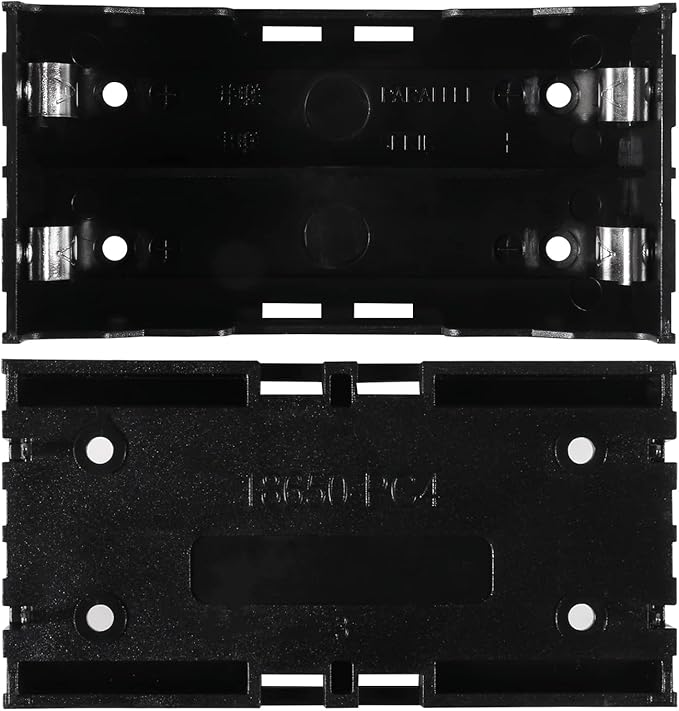 6pcs 18650 Battery Case Holder 2 Slots X 3.7V 18650 Battery Storage Box, in Parallel Black Plastic Batteries Clip Box with Pin for DIY Parallel or Series Circuit PCB Projects