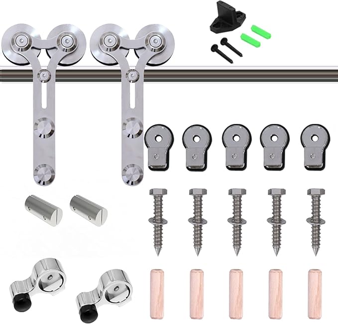 TSMST 10FT Sliding Barn Door Hardware Kit, Stainless Steel Heavy Duty Sturdy Barn Door Track for Single Wood Door, Slide Smoothly Quietly (Y Style)