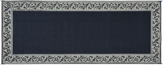 Stylish Camping Ming's Mark RC1 Stylish Camping Reversible Classical Patio Mat - 8' x 20', Black/Beige