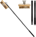 1 Pcs Adjustable 47" Pizza Oven Brush with Scraper, Brass Bristles Pizza Stone Brush with Detachable Handle and Screwdriver, Pizza Oven Accessories for Cleaning Pizza Oven