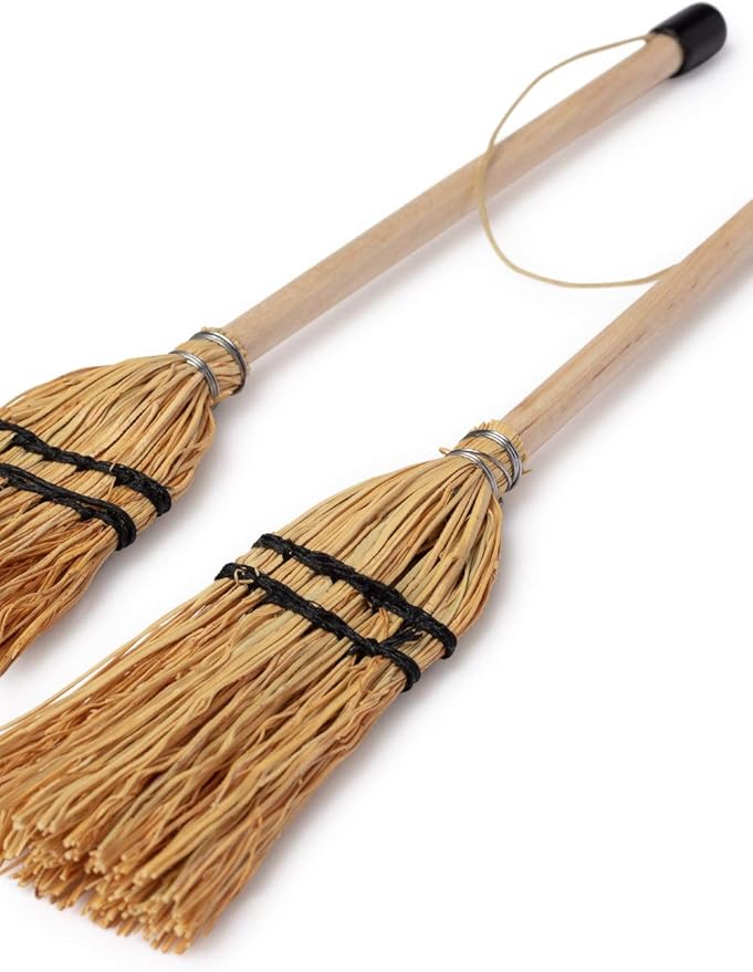 MENDI Handmade 2 Miniature Broom 8"-9" (aprox.) Made in Europe. A Detail for Gift, Favor, Decoration, It Supports Craftsmanship and mini Manufacturing Detail.