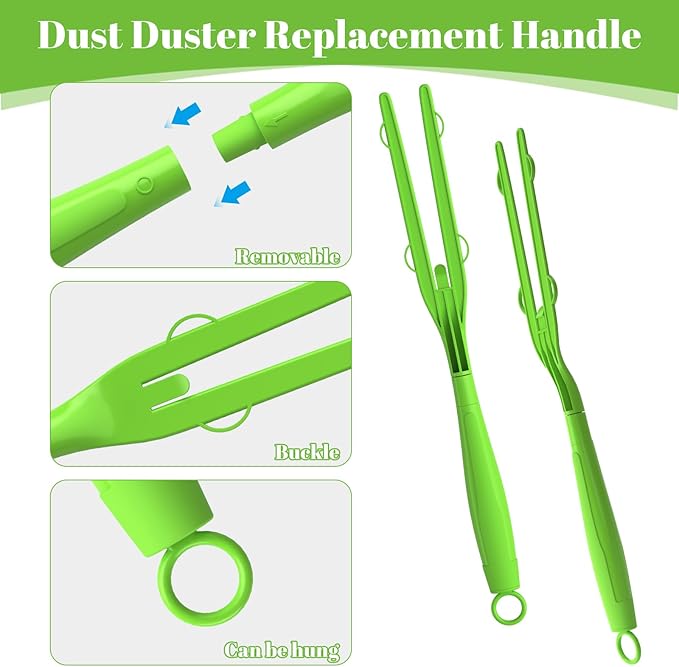 5 Pack Replacement Duster Handles – Compatible with Swiffer Duster Refills, Extendable & Detachable Mop Handles for Tight Spaces (Green)