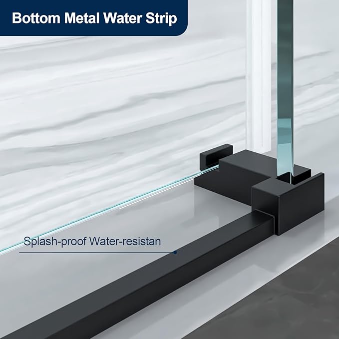 Double Sliding Shower Door 60" W x 74" H, Frameless Shower Enclosure 5/16" (8mm) Clear Tempered Glass, Stainless Steel Circular Guide Rail, Matte Black Finished