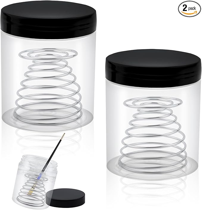 Paint Brush Cleaner Tool - 2 Pack Brush Cleaning Cup with Removable Spring Coil for Oil, Acrylic, Watercolor Painting Art Supplies