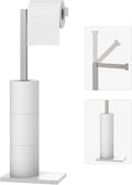 Freestanding Toilet Paper Holder Stand Brushed Nickel SUS 304 Stainless Steel Rustproof 22 Inch Rotating Bathroom Tissue Roll Holder for 4 Rolls with Marble Base by HOMEMYSTIQUE