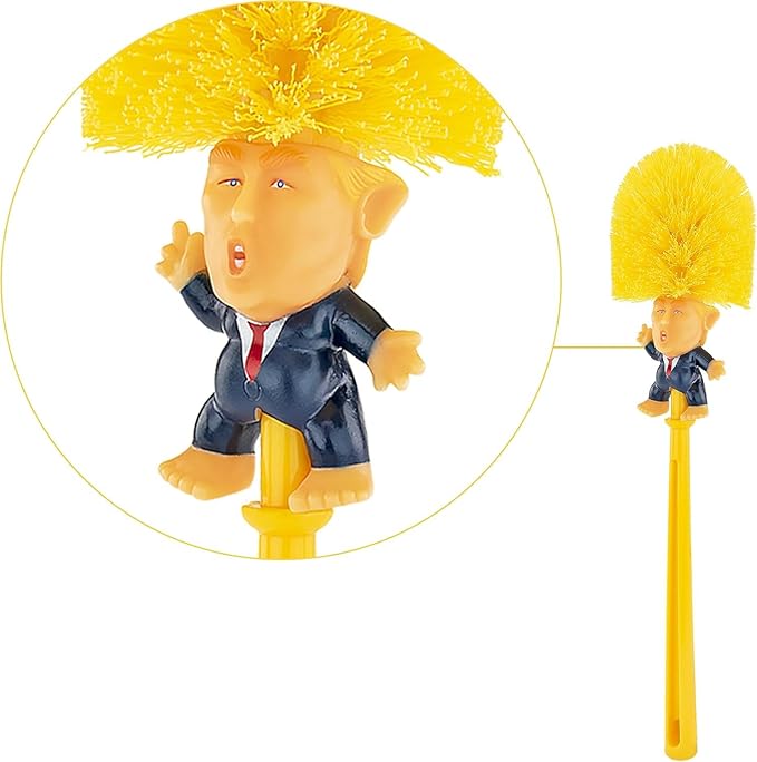 Toilet Brush, Great Gag Gift, Fun Design, Premium Quality Toilet Bowl Brush with Solid Handle and Durable Bristles for Bathroom Cleaning, Political Satire Products