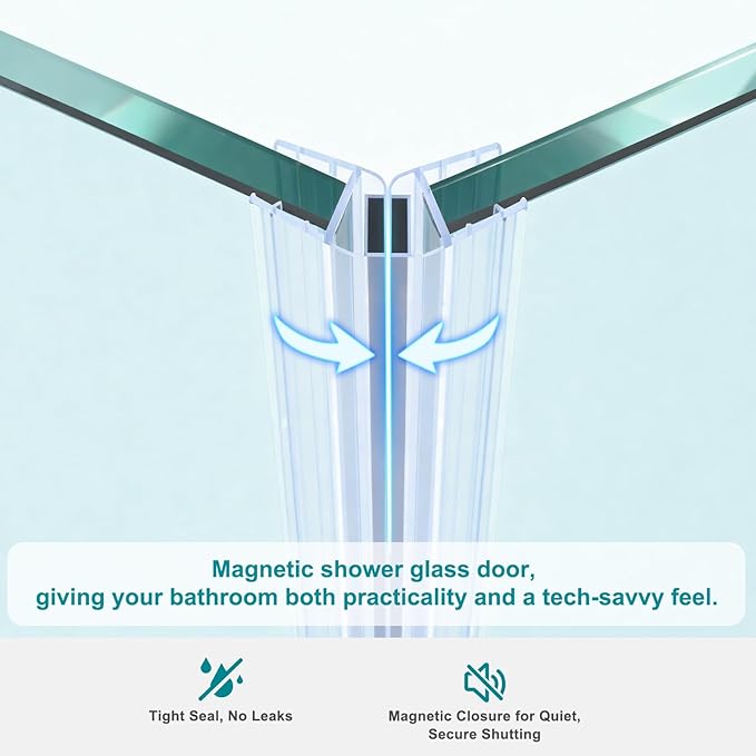 36" D x 36" W x 72" H Neo-Angle Frameless Shower Door, 1/4” (6MM) SGCC Tempered Glass with Explosion-Proof Film and Nano Coating, Brushed Nickel Stainless Steel Frame