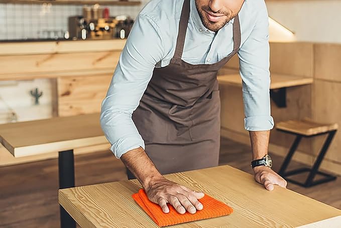 Softolle Bar Mop Towels, Pack of 12-16x19 Inches - 100% Cotton Super Absorbent Towels, Multi-Purpose for Home and Bar Cleaning (Orange)