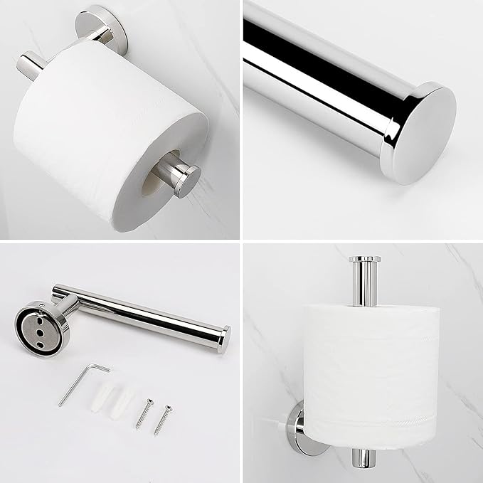 NearMoon 2 Pieces Bathroom Hardware Accessories, Towel Ring and Toilet Paper Holder- Stainless Steel Bath Towel Hanger and Hand Towel Holder, Wall Mounted (Chrome Finish)