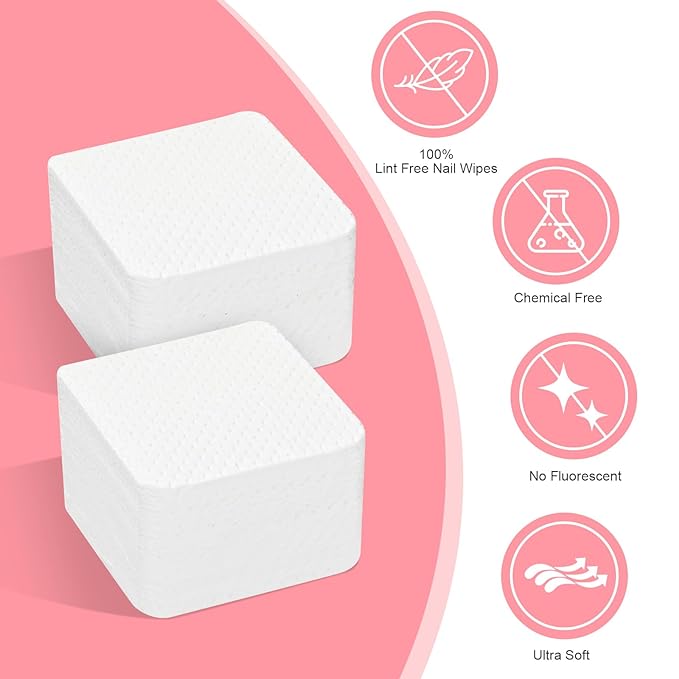 Lint Free Nail Wipes, Acetone Nail Polish Remover 1080PCS with Pump Dispenser, Gel Nail Polish Remover Pads Soft Non-Woven Nail Wipes for Nail Polish Remove and Acrylic Nail Supplies