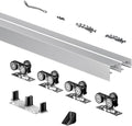 Heavy Duty Bypass Sliding Closet Door Track Hardware 48",4FT Aluminium Pocket Door Track Rail Set, Smoothly and Quietly, for 2 Door System