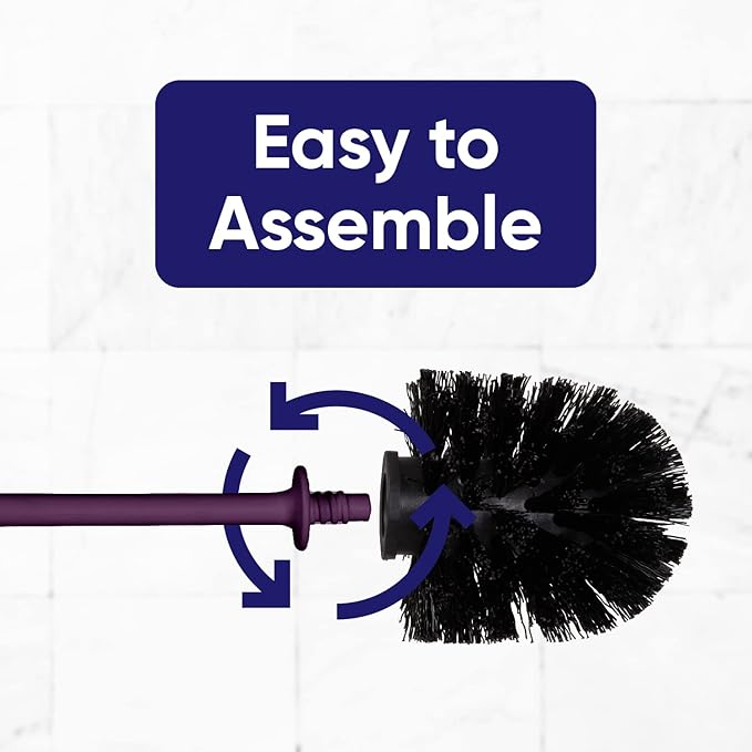 Toilet Brush Cleaner and Holder Purple 3 Pack Toilet Bowl Cleaner Brush with Scrubbing Wand, Brush and Storage Caddy for Easy Bathroom Cleaning