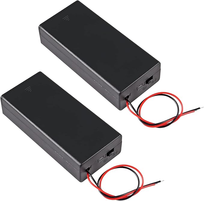 2pcs 18650 Battery Storage Case 2 Slots x 3.7V for 2x18650 Batteries Holder Box Container with ON/Off Switch (2 Slots with Switch Cover)