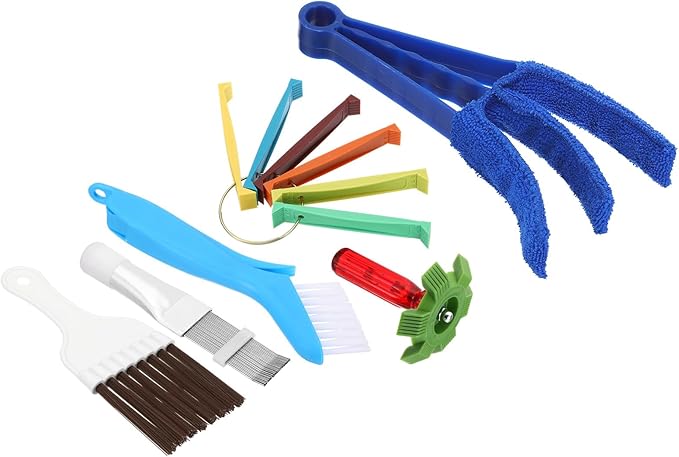 PATIKIL Air Conditioner Fin Comb, 6Pcs Stainless Steel Condenser Fin Straightener, FCR6 Fin Comb, Brown Foldable Brush AC Coil Tool for AC Unit Radiator
