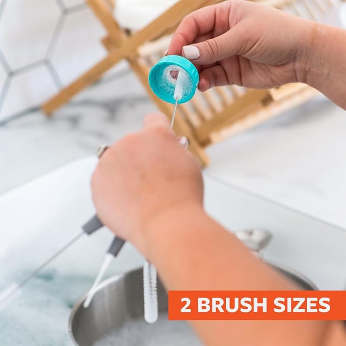 Full Circle Little Sipper, Bottle and Straw Cleaning Brush Set, Sizes for Both Narrow & Wide Straws, Gray