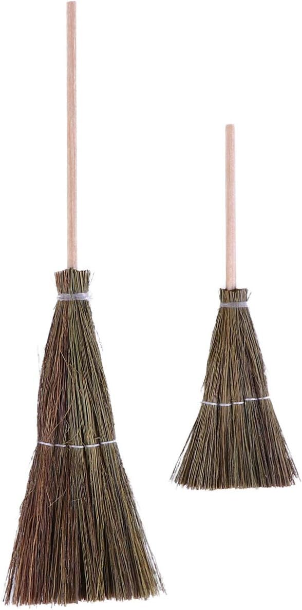 Mini Hand-Woven Decorative Broom 3.93X1.57X0.39In Dollhouse Accessory Lovely Tiny Witch Broomstick for Halloween Christmas Home Decor