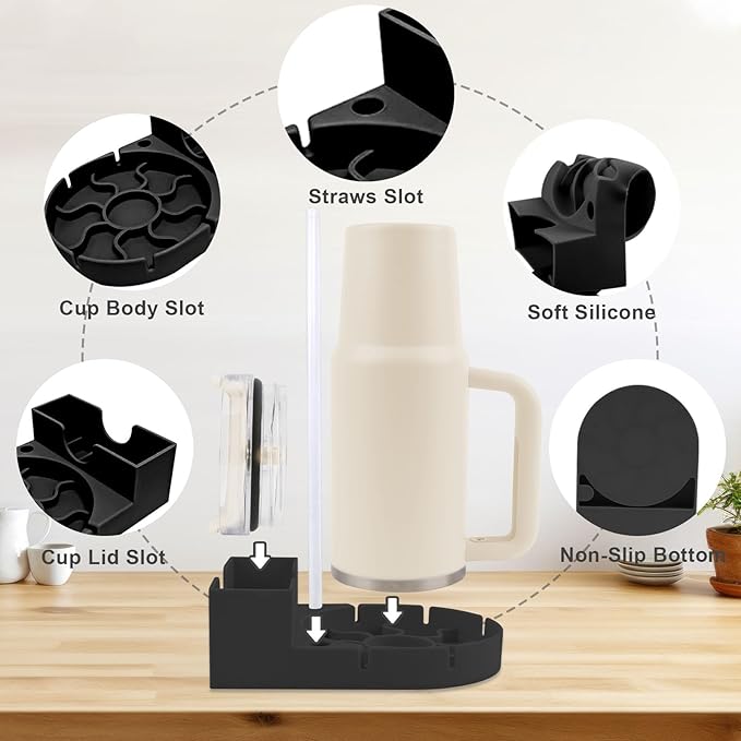 Water Bottle Drying Rack, Silicone Tumbler Drying Rack, Baby Bottle Dryer Holder, Cup Dryer for Stanley 20/30/40 oz, Mugs, Glasses