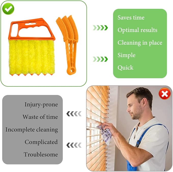 4 PCS Blind Cleaner Duster Tool, Window Venetian Hand-held 7 Finger Dusting Cleaner Brush, Blinds Cleaning Brush Tool for Window Shutters Air Conditioner, Car Accessories