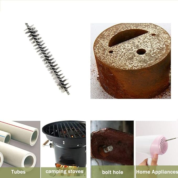 Utoolmart Steel Wire Cleaning Brush, Spiral Power Tube Brush, 0.2-inch Diameter 12-inch Length, 2pcs