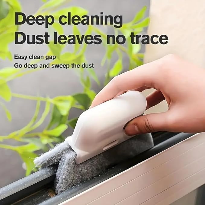 Window Track Cleaning Brush 3-in-1, Multi-Purpose Groove Brush with Replaceable Head, Window Sill & Sliding Door Track Cleaner for Tiles, Blinds, Car Vents, Corners & Small Spaces