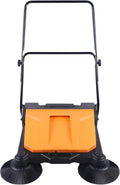 26" Hand Push Floor Sweeper Walk-Behind Push Carpet Sweeper with 15L/3.96 Gal Bin and Foldable Handle Industrial Manual Push Sweepers for Street Offices Warehouse Sweeping Cleaning
