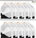 Patelai 8 Pcs 10" Gusseted Shoulder Covers for Hanging Clothes 24" x 12" Plastic Garment Dust Covers Protectors for Closet Storage Suit, Coats, Jackets, Dress Closet Storage(Translucent)
