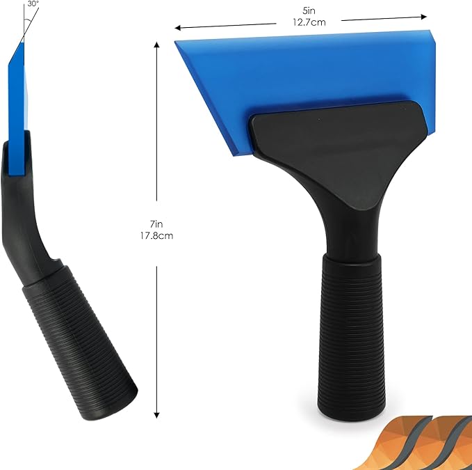 EHDIS Small Squeegee 5 inch Rubber Window Tint Windshield Scraper for Car,Glass, Mirror, Shower, Door,Bathroom Cleaning(Blue)