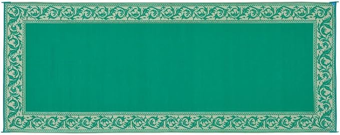 Stylish Camping Ming's Mark RC4 Reversible Classical Patio Mat - 8' x 20', Green/Beige