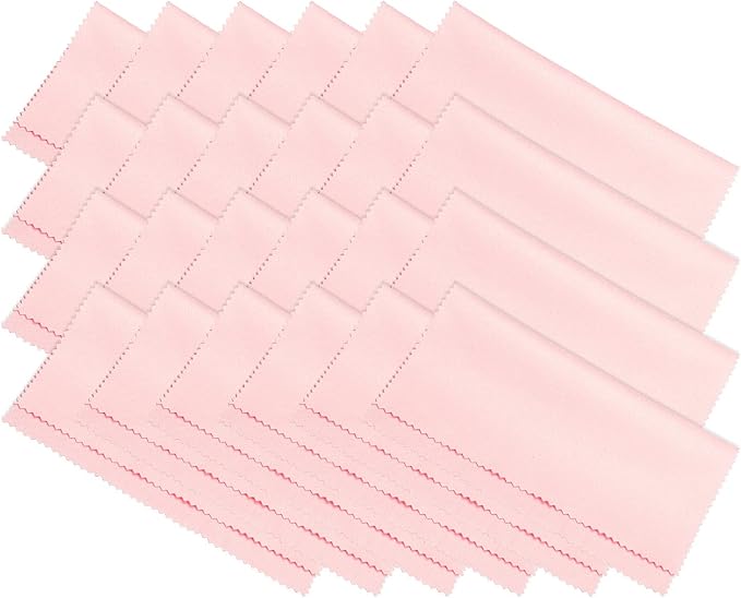 PATIKIL Eyeglass Microfiber Cleaning Cloth 7"x6", 24 Pack Glasses Cleaning Cloth Soft Suede Wipe Screen Cloth for Camera Lens Eyeglasses Screens in Individual Vinyl Pouch, Pink