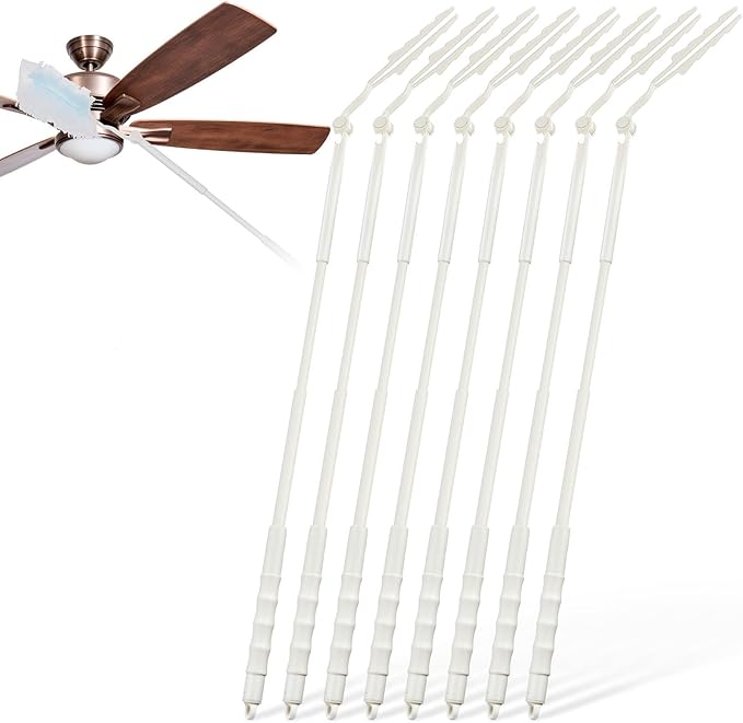 8 Pcs 3 ft Replacement Handles Compatible with Swiffer Duster Refill, Extended Handle, Removal Duty, Adjustable Length for Home Fan Window Cleaning (White)