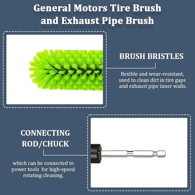 Drill Brush for Car Wheel, Soft No Scratches Vehicle Rim Cleaning Brush for Wheel Rim Engine, Highly Density Automotive Tire Drill Cleaner Tool, Universal for Most Vehicles (Green)