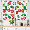 Red Cherry Kitchen Curtains Sweet Ripe Fruit Fresh Juicy Berry Short Tier Curtains for Bathroom Cafe Small Window Drapes Treatment 2 Panels (27.5x39 Inch)