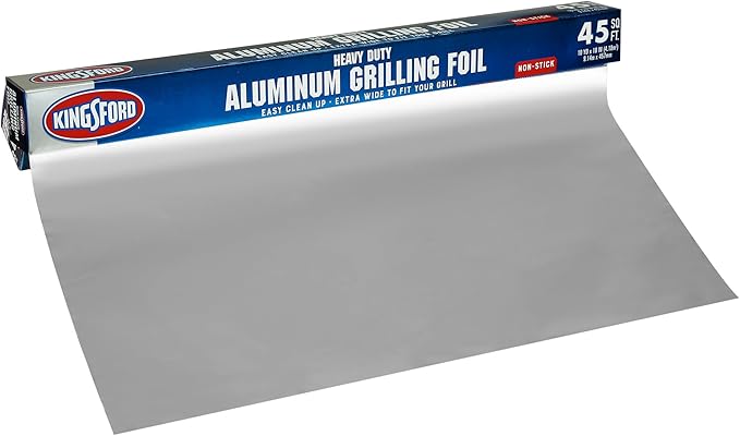 Kingsford Heavy Duty Aluminum Grilling Foil, 45 Square Feet - Non-Stick Aluminum Foil for Cooking and Steaming - Kingsford Extra Tough Grilling Accessories
