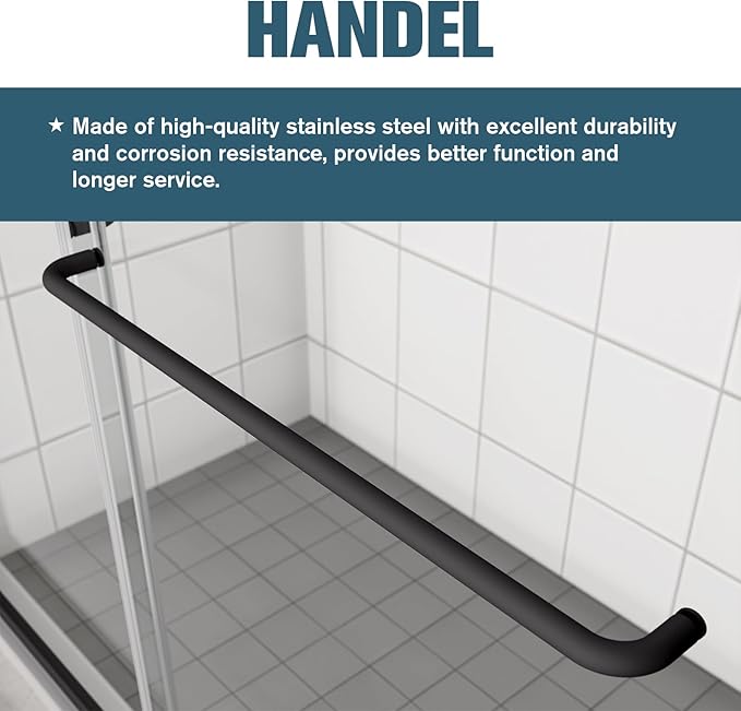 Bypass Glass Shower Door 50-54" W x 70" H with 1/4" Clear SGCC Tempered Glass, Semi-Frameless Double Sliding Shower Door, Easy to Clean, Easy to Install, Matte Black