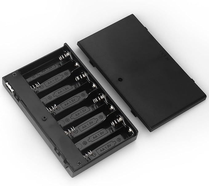 2 PCS 8 AA Battery Holder with USB Port,12V Battery Box Case,2PCS 8 x 1.5V AA Battery Holder Case