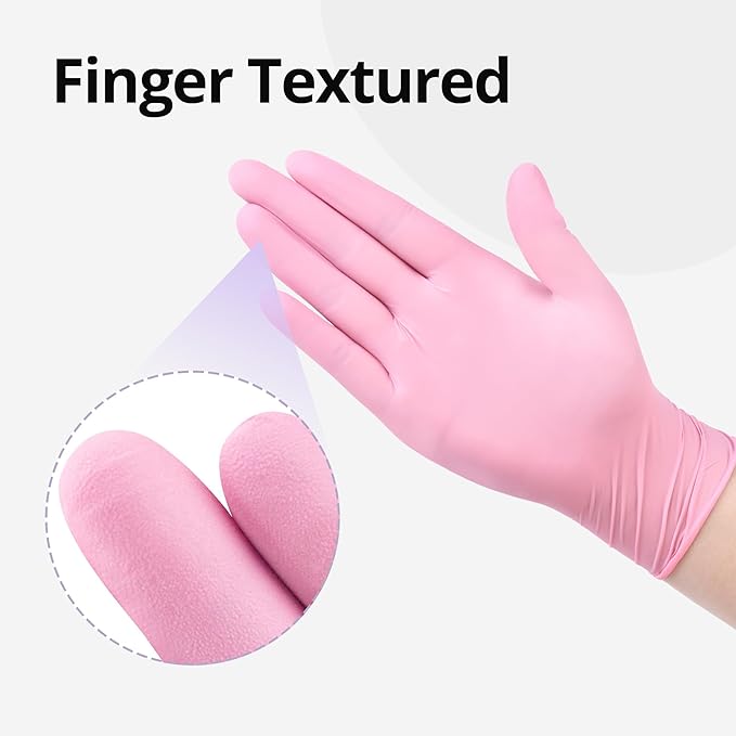 Nitrile Exam Gloves, 4 Mil, Cherry Blossom, Food Safe Gloves Disposable Latex Free, Powder Free