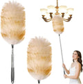 Kaxich Extendable Lambswool Duster 30-55 Inch with Duster Head Replacement, Feather Duster for Cleaning Fans, Ceiling, Light, Bookshelf, Office, Home