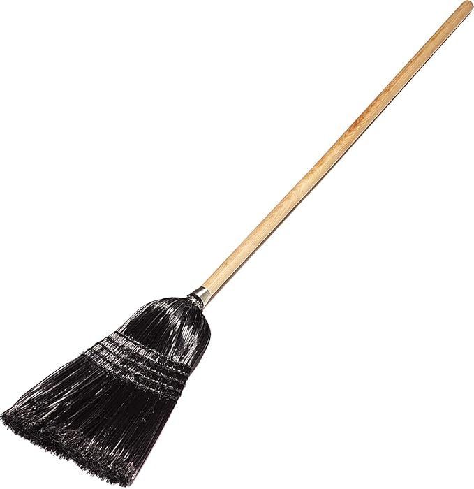 Carlisle FoodService Products 4168003 Synthetic Corn Maid/Parlor Broom with Wood Handle, Polypropylene Bristles, 55" Overall Length, Black (Case of 12)