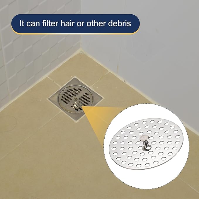 uxcell Shower Drain Hair Catcher, 3 inch Stainless Steel Round Floor Drain Cover Anti-Clogging Protection Cover Replacement for Furniture Repair Bathroom Kitchen
