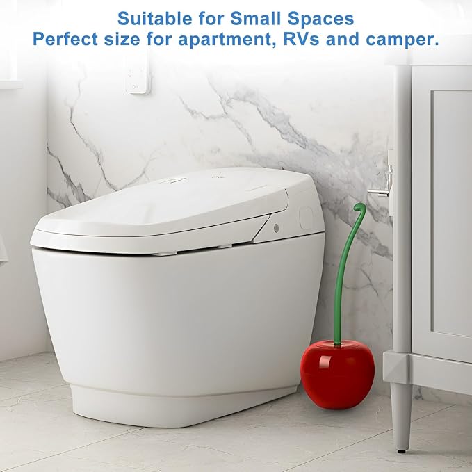 Toilet Brush Household Bathroom Cleaning Cherry: 2-Pack Adorable Shape with Holder, Deep Clean Bowl Under Rim（Red