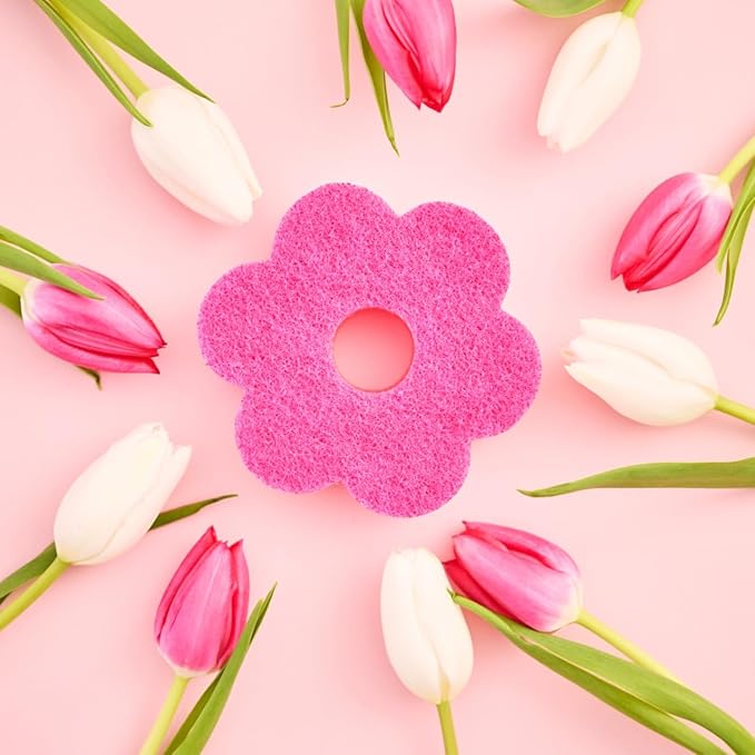 Scotch-Brite Brite Blooms Extra Gentle Scrub Sponge, Dishwasher-Safe Kitchen Sponge for Cleaning Delicate Surfaces, Pink Spring Flower Dish Sponges Made with 100% Recycled Fibers