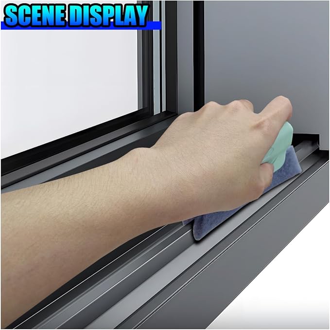 2PCS Magic Window Track Cleaner, Window Groove Cleaning Brush Tools Set, Hand-held Window Track Cleaner, Vehicle Clean Accessory for Sliding Door, Sill, Tile Lines, Shutter, Car Vents (GN&PK)